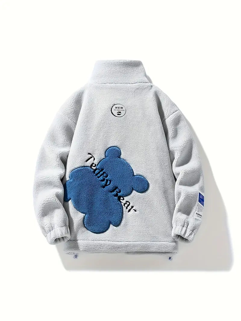 Ice Blue Teddy Zip Up Sherpa Jacket