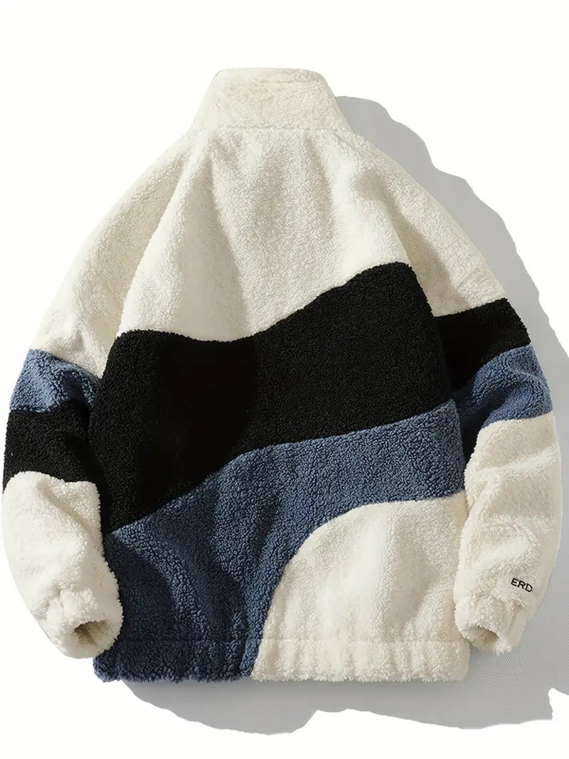 White Striped Sherpa Jacket