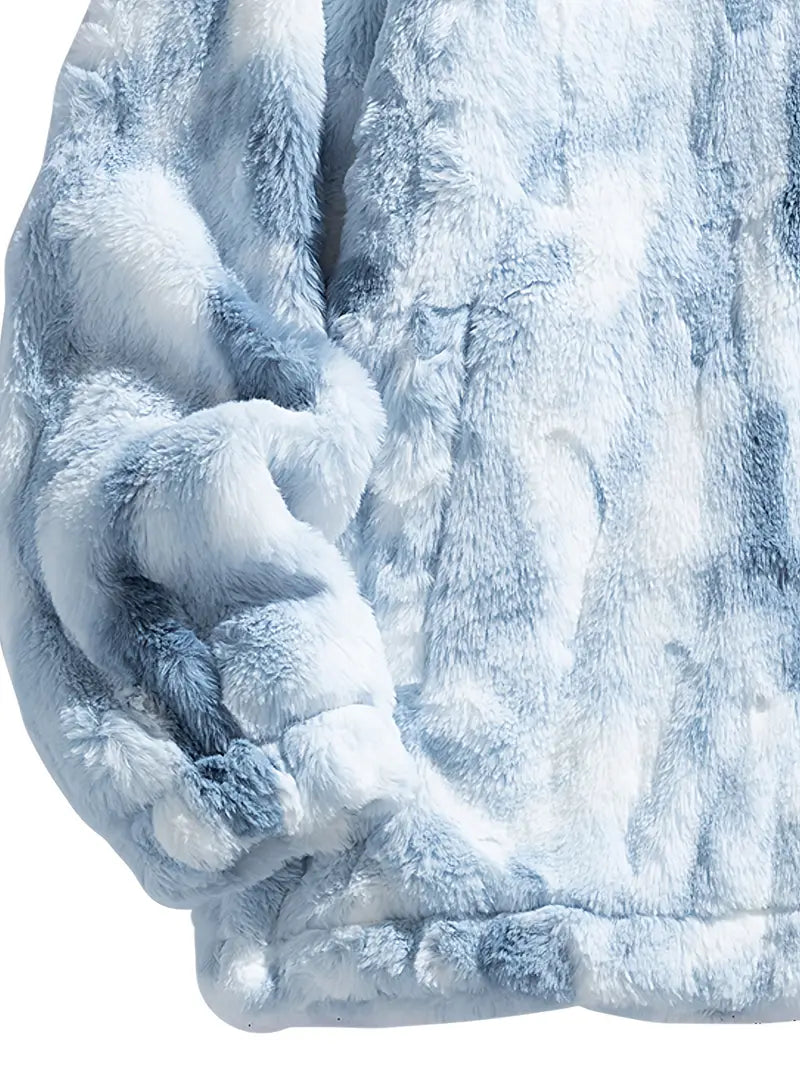 Blue Tie Die Zip Up Sherpa Jacket