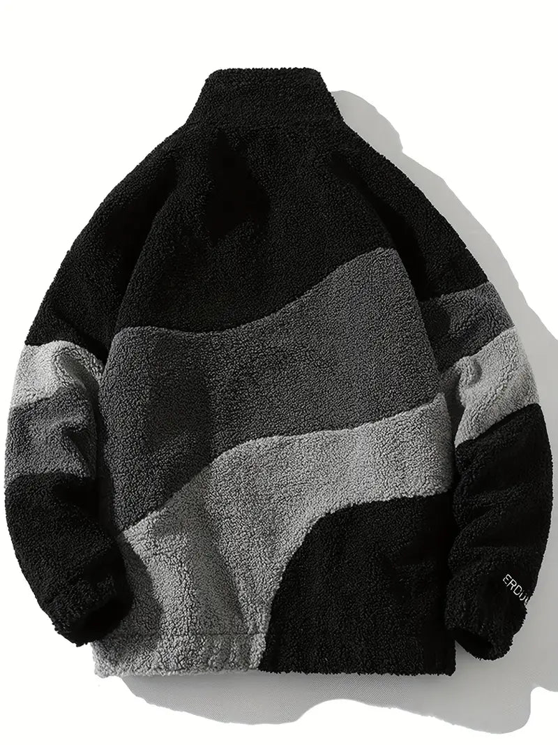 Black Striped Sherpa Jacket