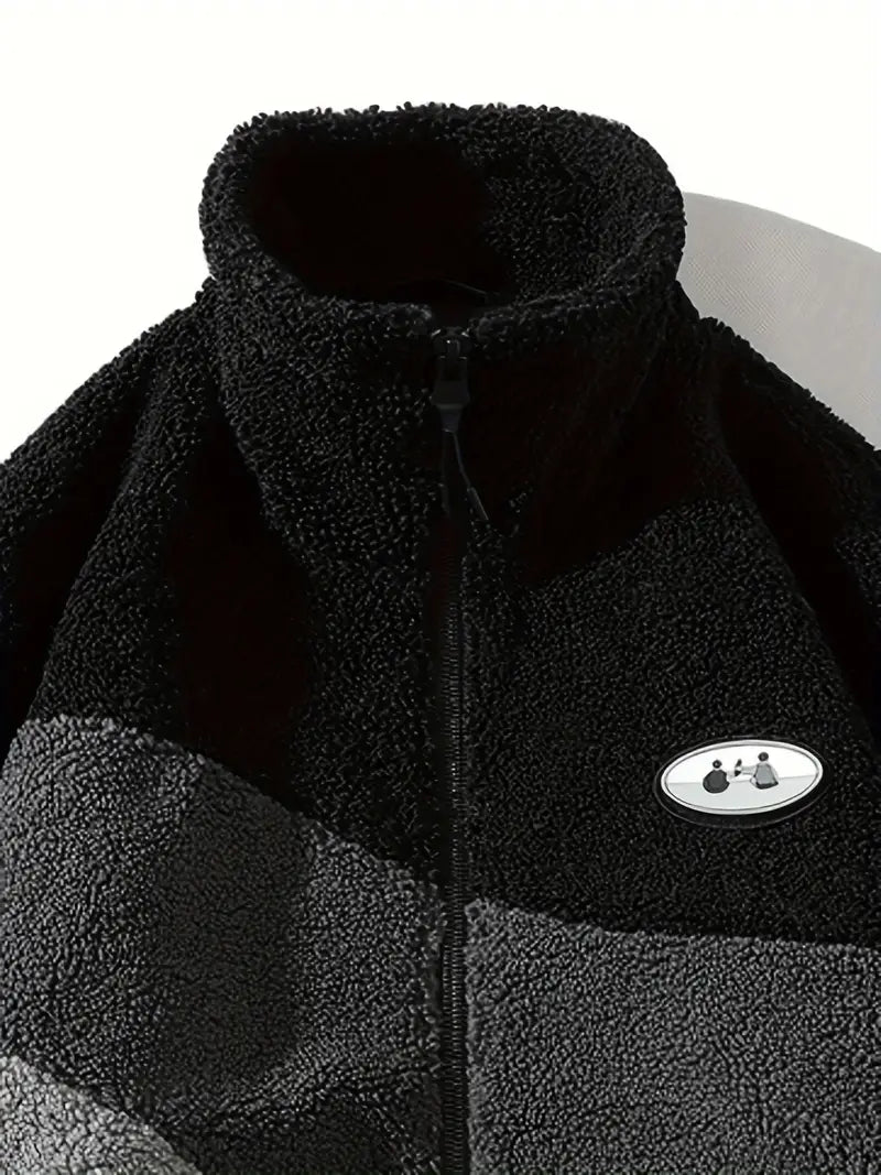 Black Striped Sherpa Jacket
