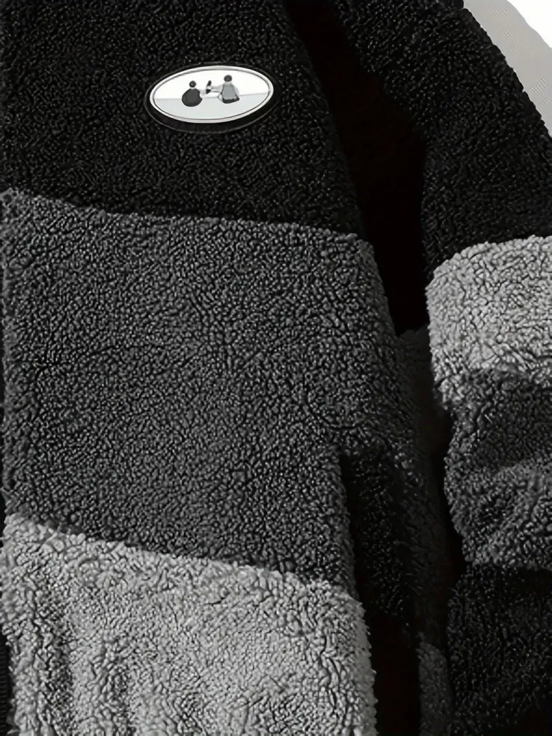 Black Striped Sherpa Jacket