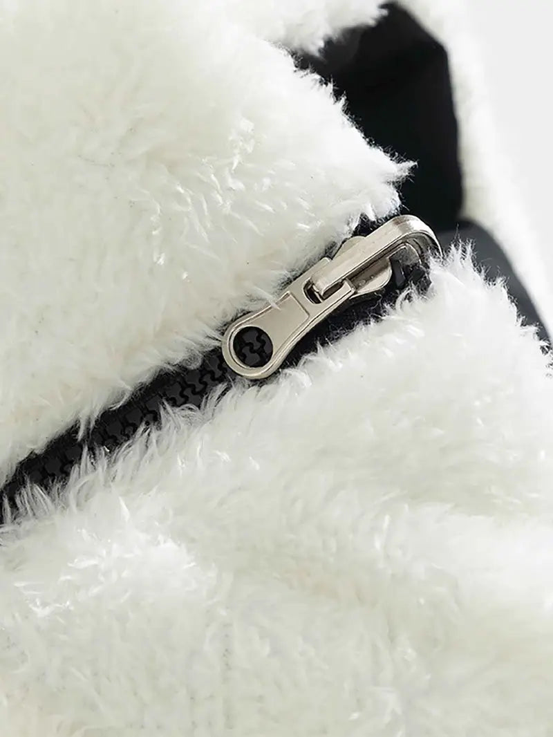 Black Reversible Unisex Faux-Fur Winter Coat