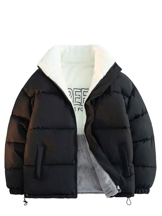 Black Reversible Unisex Faux-Fur Winter Coat