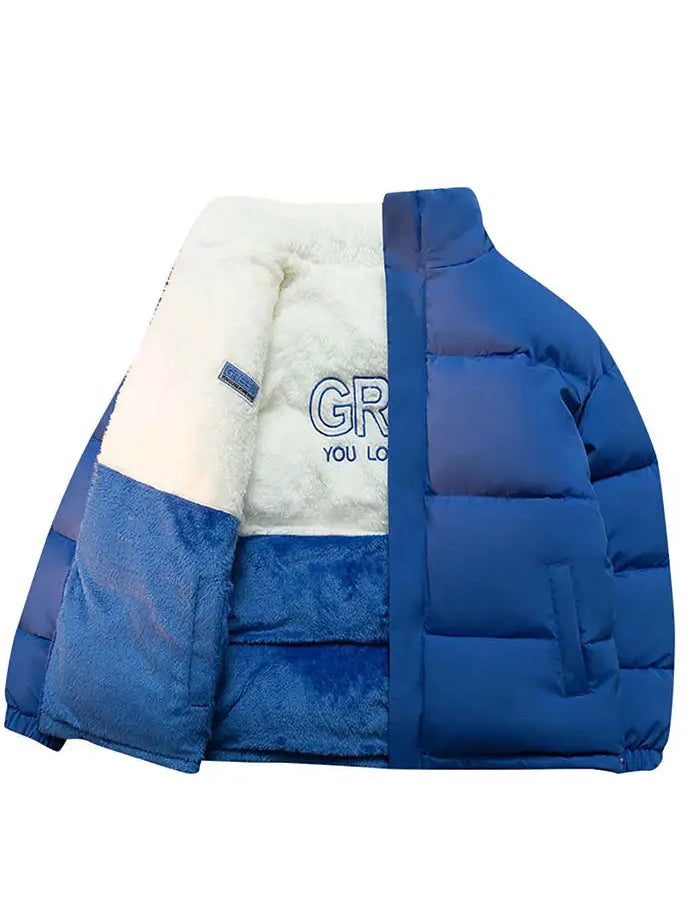 Blue Reversible Unisex Faux-Fur Winter Coat