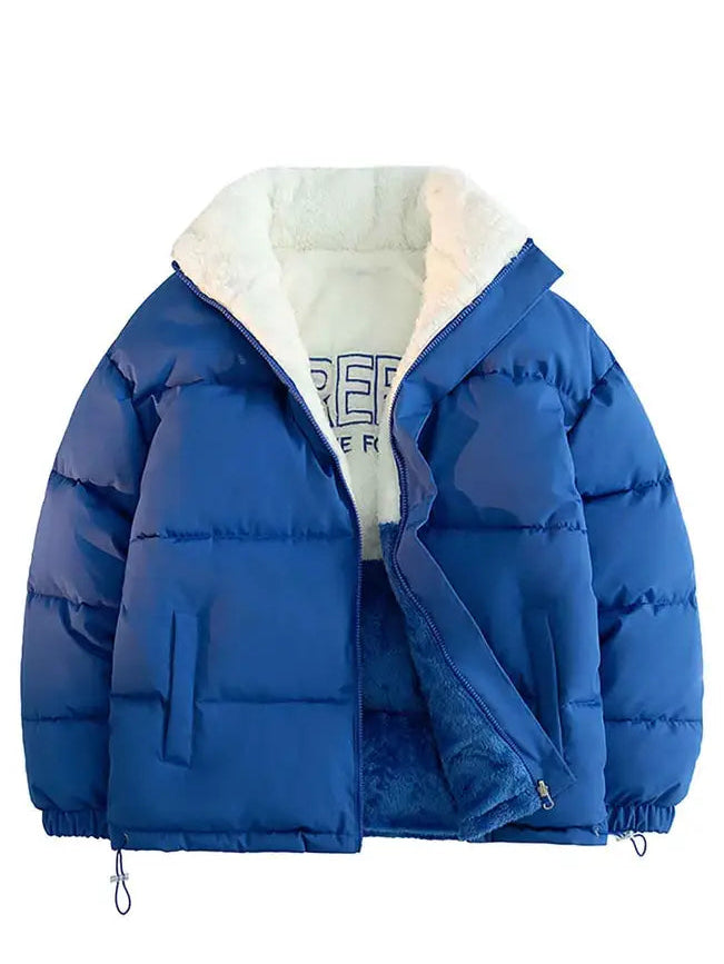 Blue Reversible Unisex Faux-Fur Winter Coat