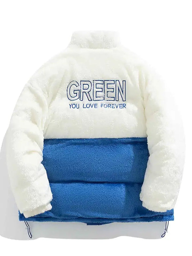 Blue Reversible Unisex Faux-Fur Winter Coat