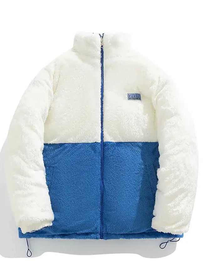 Blue Reversible Unisex Faux-Fur Winter Coat