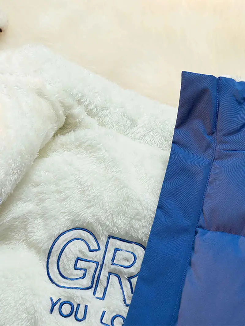 Blue Reversible Unisex Faux-Fur Winter Coat