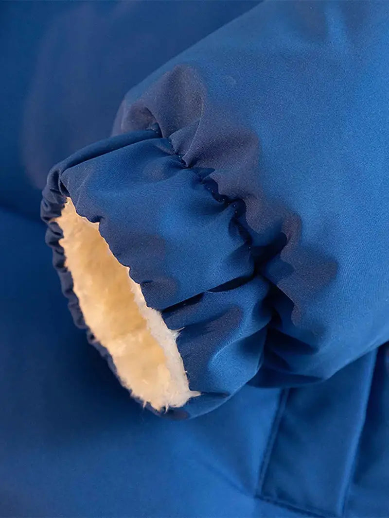 Blue Reversible Unisex Faux-Fur Winter Coat