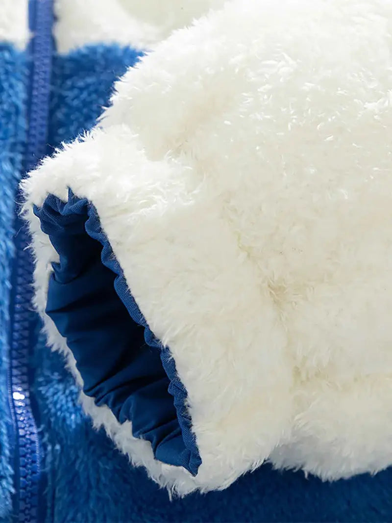 Blue Reversible Unisex Faux-Fur Winter Coat