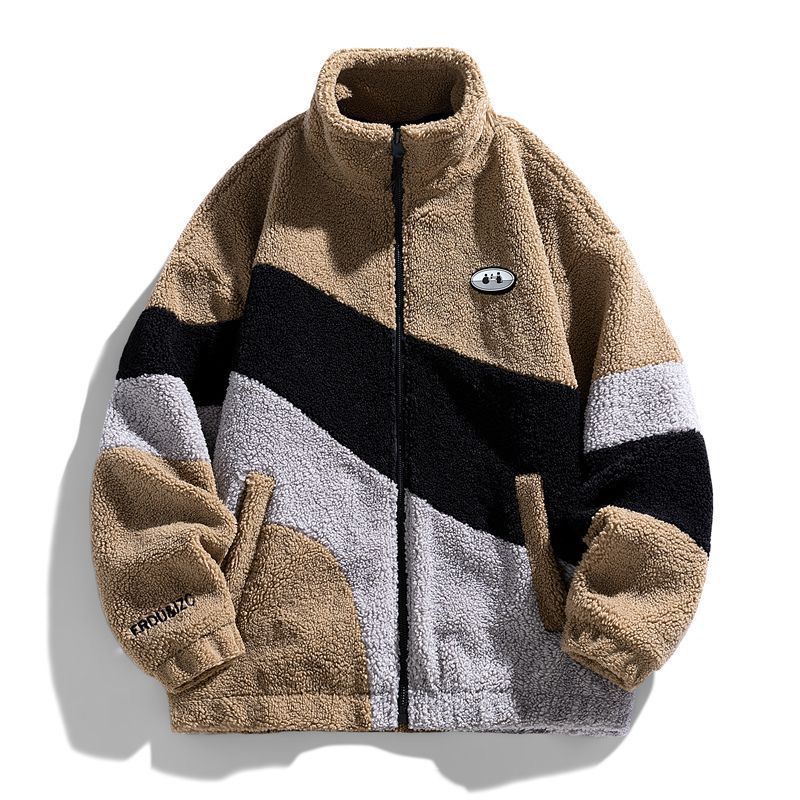 Brown Striped Sherpa Jacket