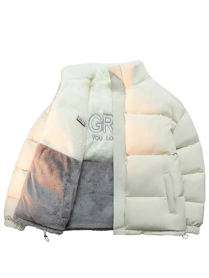 Cream Reversible Unisex Faux-Fur Winter Coat