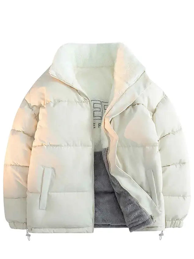 Cream Reversible Unisex Faux-Fur Winter Coat