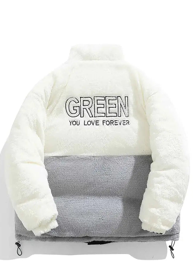 Cream Reversible Unisex Faux-Fur Winter Coat