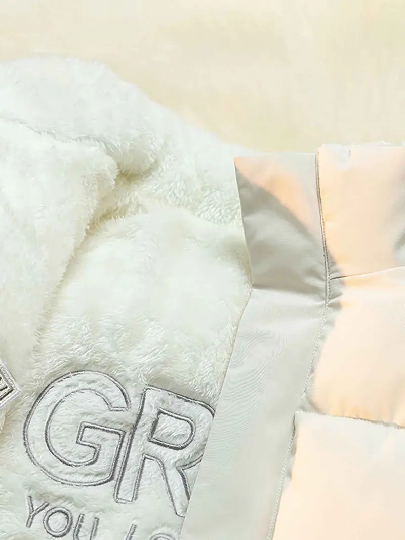 Cream Reversible Unisex Faux-Fur Winter Coat