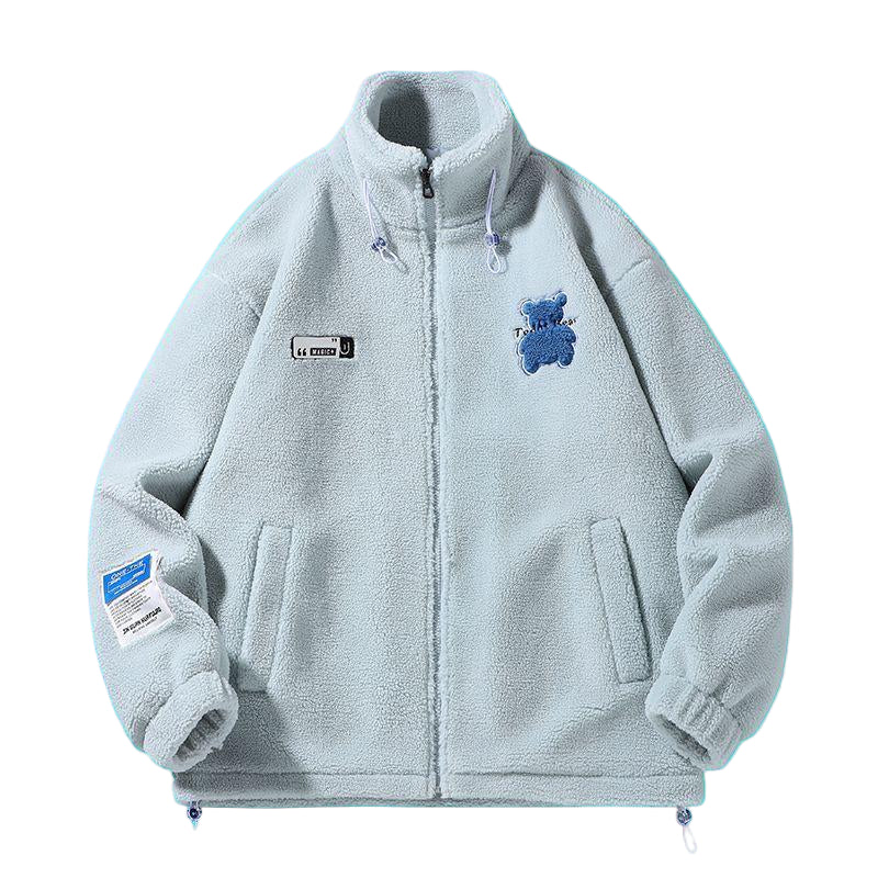 Ice Blue Teddy Zip Up Sherpa Jacket