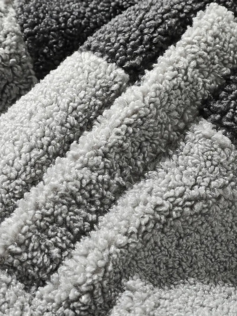 Charcoal Grey Striped Sherpa Jacket
