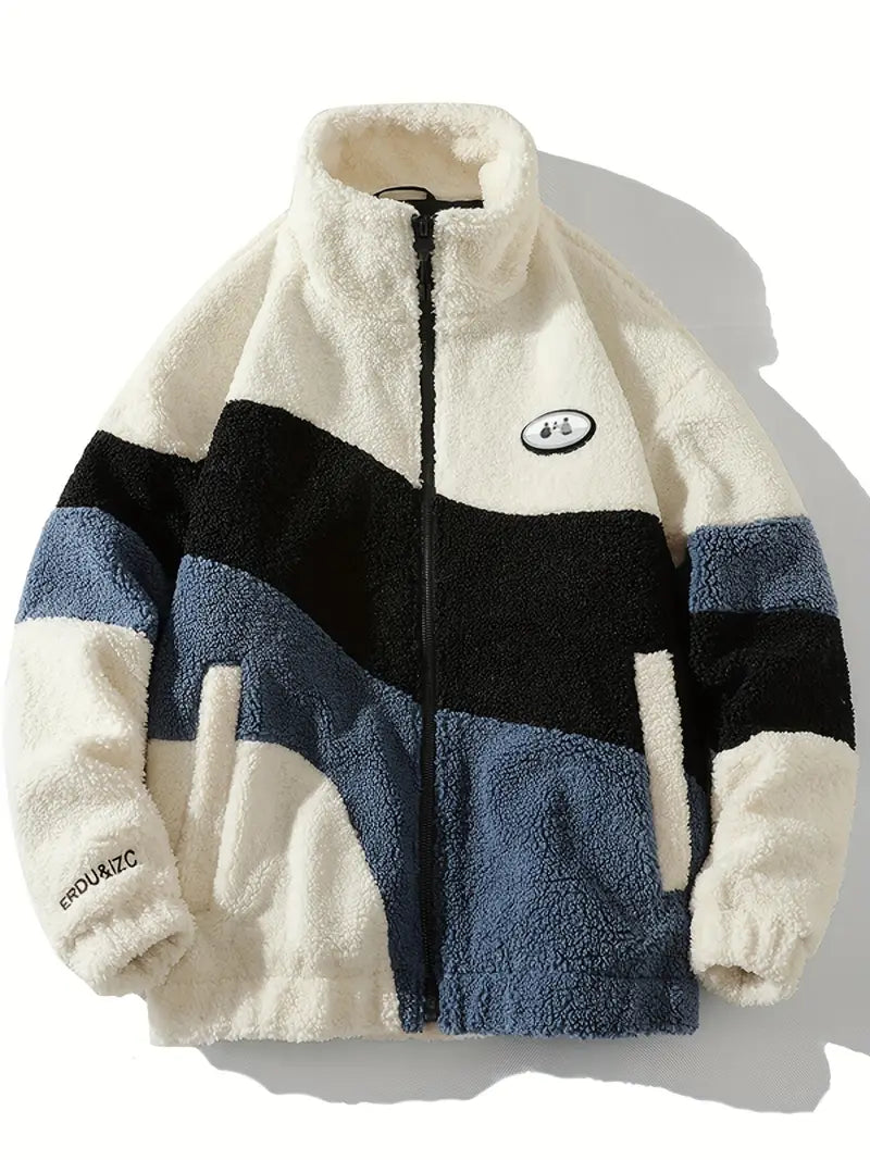 White Striped Sherpa Jacket