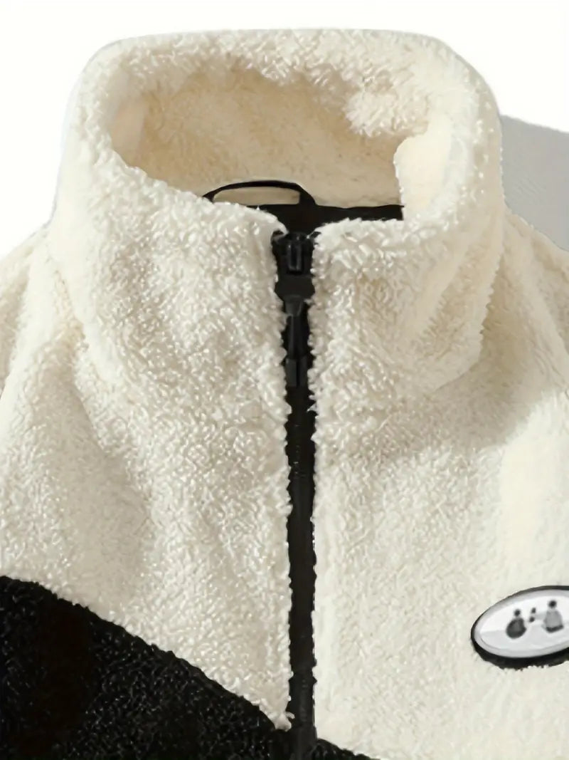 White Striped Sherpa Jacket