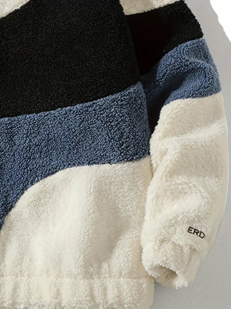 White Striped Sherpa Jacket